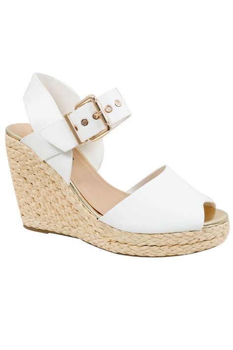 White High Wedge Espadrille Sandal In Eee Fit Size 4eee5eee6eee7eee