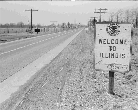 Indiana Illinois State Line Welcome Sign Vintage Old Photo 85 X 11