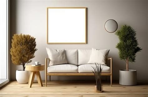 Premium Ai Image Stylish Living Room Adorned With An Abstract Frame