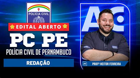 Concurso PC PE 2023 Aula de Redação Edital Aberto AlfaCon YouTube