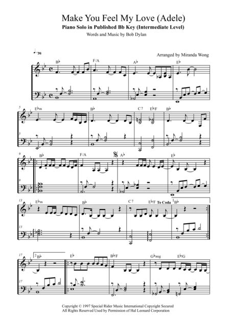 Make You Feel My Love By Bob Dylan Digital Sheet Music For Score