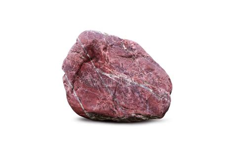 Specimen Of Raw Red Jasper Stone With Quartz Vein Isolated On White