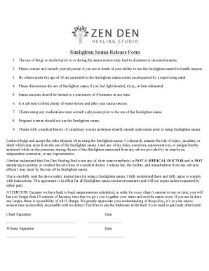 Fillable Online Infrared Sauna Intake And Consent Form Fax Email Print