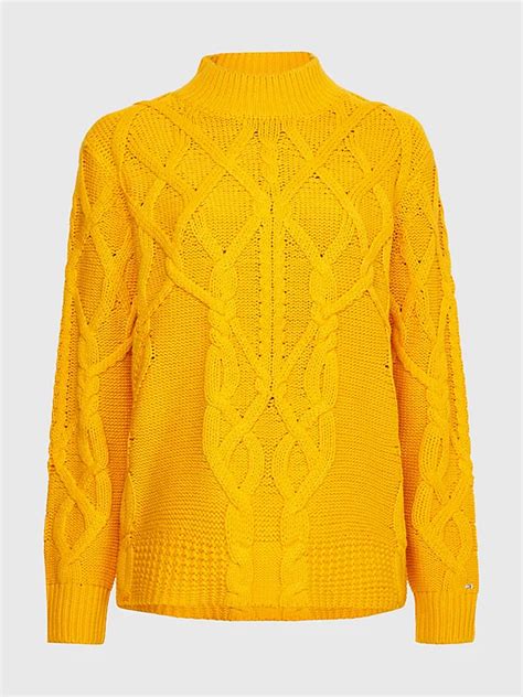 Cable Knit Relaxed Fit Jumper Yellow Tommy Hilfiger