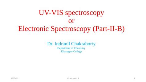 PDF UV VIS Spectroscopy Or Electronic Spectroscopy Part II B