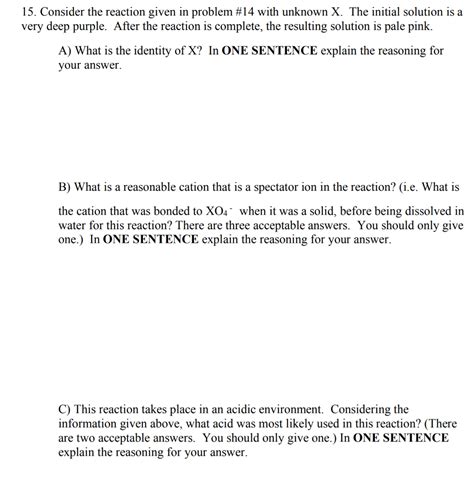 Solved 14. Consider the following redox reaction with | Chegg.com 