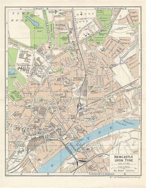 1957 Newcastle On Tyne United Kingdom Vintage Map Etsy Uk