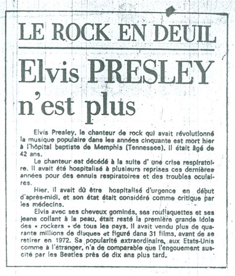 La boîte à archives du RL Août 1977 la mort d Elvis Presley dans le