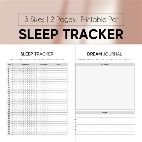 Minimal Monthly Sleep Tracker Printable Sleep Log Sleep Etsy