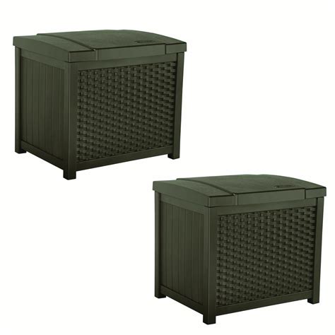 Suncast Gallon Wicker Resin Outdoor Storage Deck Box Seat Java