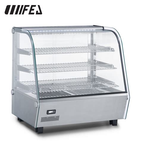 Commercial Electric Countertop Hot Food Pie Merchandiser Warmer With Shelf Sliding Doors Ftr