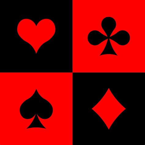 Suits of playing cards. Flat vector illustration on red and black ...