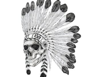 Indian Skull Headdress Tattoo Designs