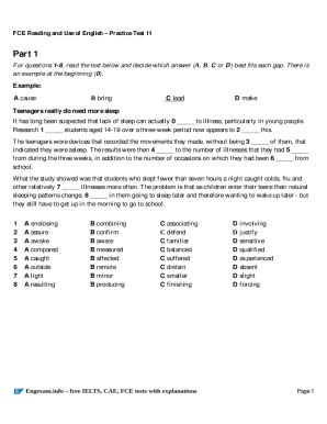 Fillable Online Fce Reading And Use Of English Practice Tests Fax Email