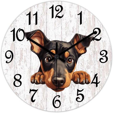 Cocoken Doberman Pinscher Reloj De Pared De Pvc Para Cachorros De