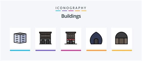 Buildings Line Filled 5 Icon Pack Including Home Islamic Building