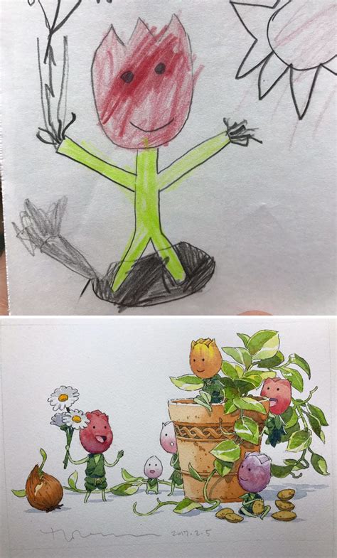 Dad Turns His Sons Doodles Into Anime Characters And The Result Is