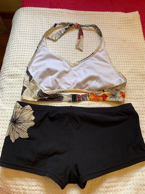 Speedo Halter Bikini Set W Boy Shorts Women S Fashion Swimwear Bikinis Swimsuits On Carousell