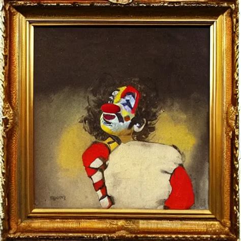 An Oil Painting Of A Clown Watching Soccer On Tv Stable Diffusion