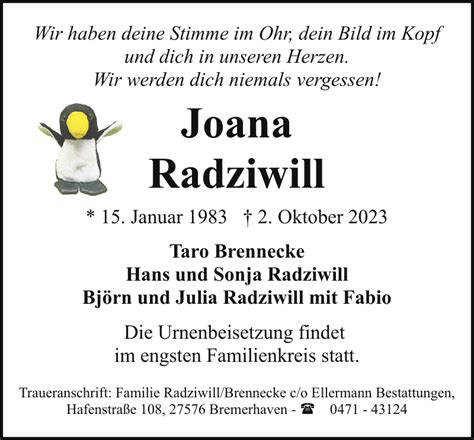 Joana Radziwill Gedenken Nordsee Zeitung