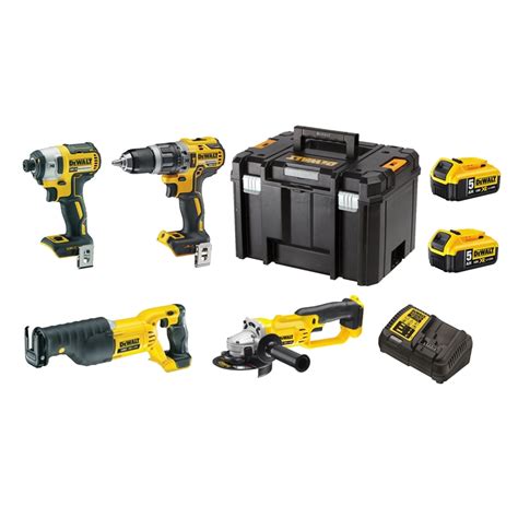 DeWALT 18V Li-ion XR 4 Piece Combo Kit - With 2 x 5.0Ah Batteries