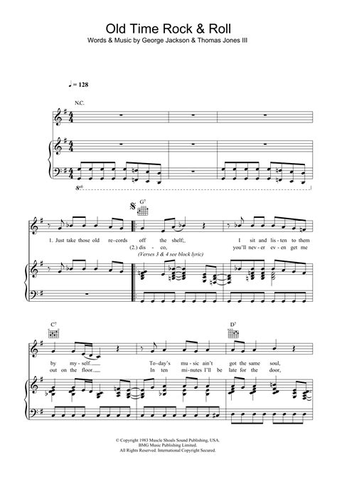 Old Time Rock And Roll By Bob Seger Sheet Music For Piano Vocal And Guitar Chords Right Hand