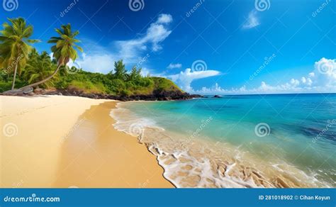 Sun Soaked Oasis Beautiful Tropical Beach Golden Sands And Radiant