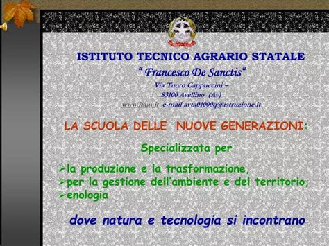 Ppt Istituto Tecnico Agrario Statale Francesco De Sanctis Via