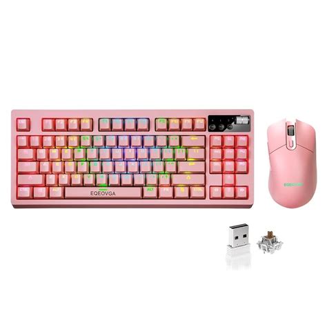 Buy Pink Wireless Mechanical Gaming Keyboard and Mouse Combo, Wireless ...