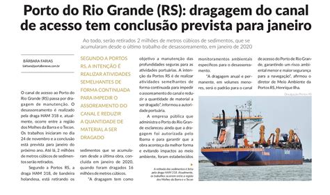 Sopesp Porto Do Rio Grande RS Dragagem Do Canal De Acesso Tem