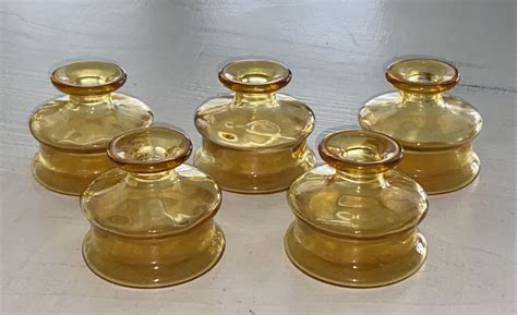 Vtg Dansk France Inkwell Mid Century Honey Amber Glass Ink Well Pot