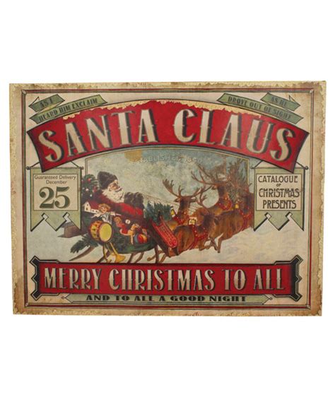 Vintage Santa Claus Tin Sign By Bethany Lowe Vintage Style Christmas