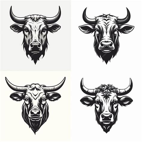 Premium Vector Vector Cow Cattle Head Set Design