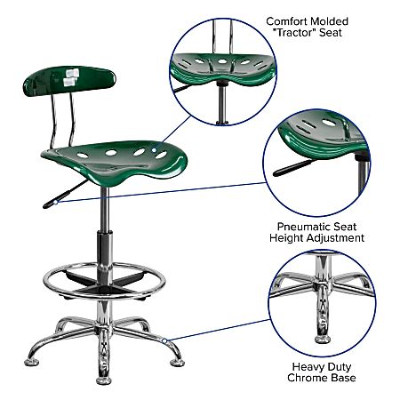 Flash Furniture Vibrant Chrome Drafting Stool With Tractor Seat