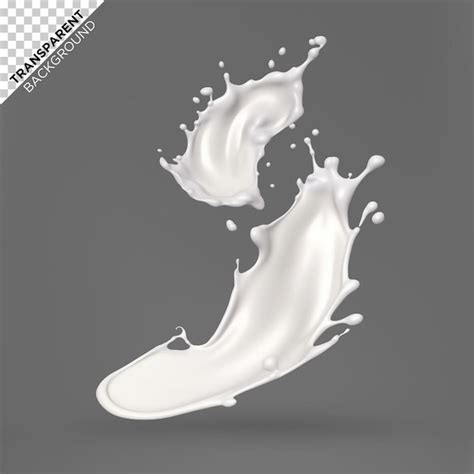 premium psd realistic milk splash  transparent background