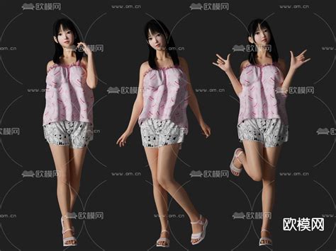 现代可爱美女人物3d模型下载id121301583dmax免费模型 欧模网