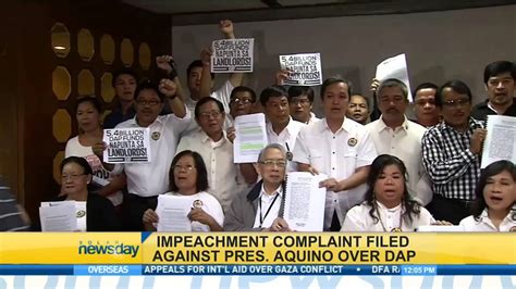 Impeachment Complaint Filed Against President Aquino Over Dap Youtube