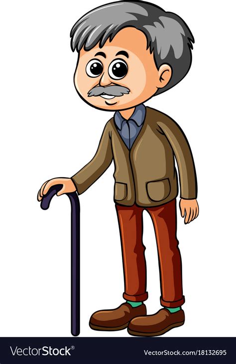 Old Man With Walking Stick Royalty Free Vector Image