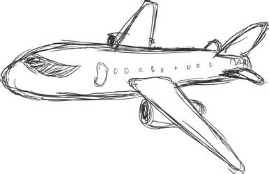 Sketch Passenger Airplane Commercial Aviation Vector Image