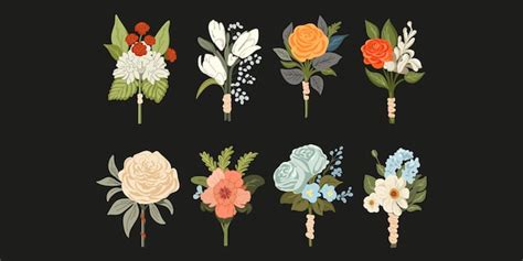 Premium Vector Set Of Bouquets