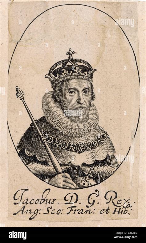 JAMES I King of England (1603 - 1625) Portrait with crown & Stock Photo ...