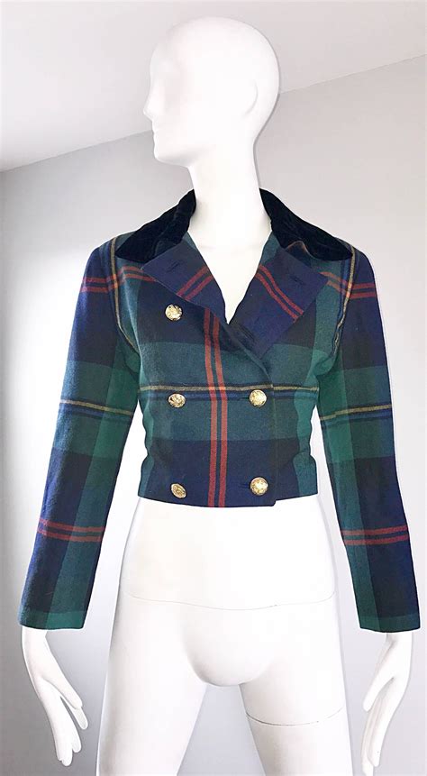 Chic S Ralph Lauren Purple Label Tartan Plaid Vintage Cropped Wool