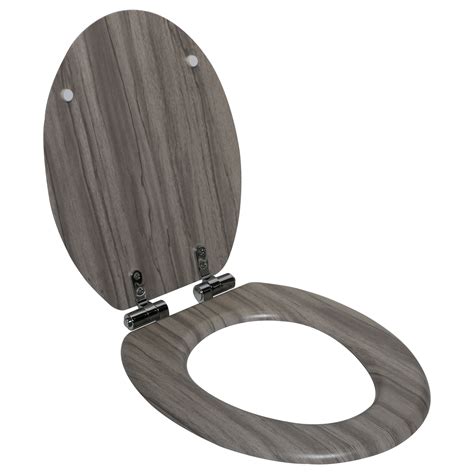 Sensea Abattant Wc Ovale En Mdf Motif Effet Bois Gris Frein De