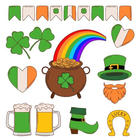 Premium Vector St Patrick Day Vector Illustration Set