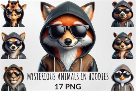 Funny Animals in Hoodies Sublimation Graphic by DigitalCreativeDen ...