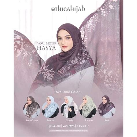 Jual Ethica Hijab Segi Empat Voal Motif Hasya Shopee Indonesia