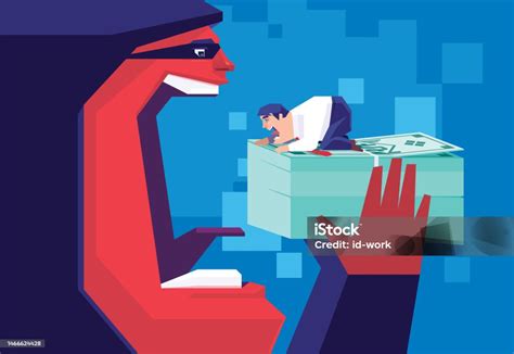 Scammer Holding Stack Of Money Banknotes With Businessman Stock