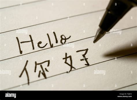 Beginner Chinese Language Learner Writing Hello Word In Chinese