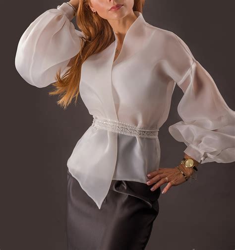 Sheer Milky White Organza Blouse For Bridewrap Silk Blouse Etsy