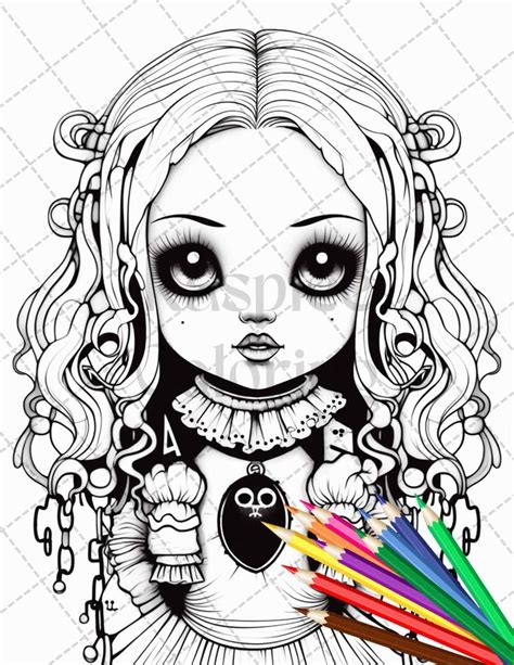 40 Creepy Porcelain Dolls Grayscale Coloring Pages For Adults Pdf Fil